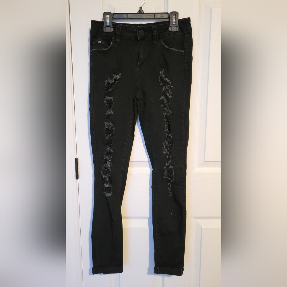 YMI Black Distressed Skinny Jeans
